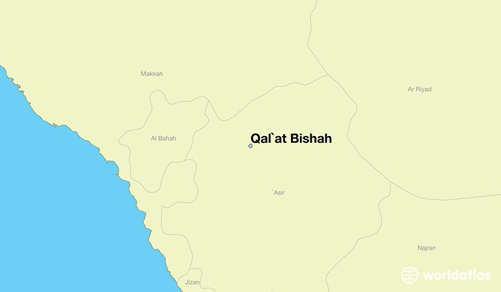 map showing the location of Qal`at Bishah